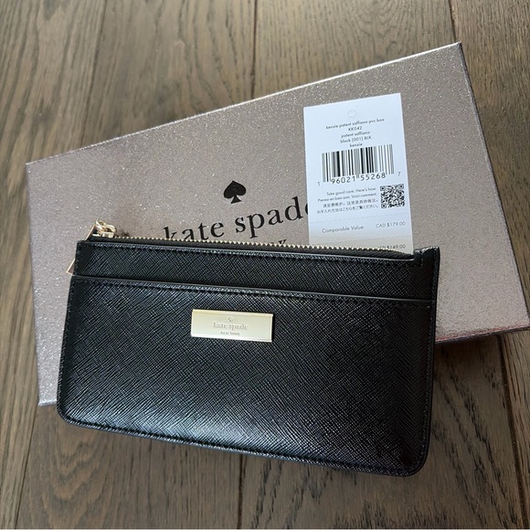 kate spade Handbags - Kate Spade Black Kenzie Patent Saffiano Leather Wallet